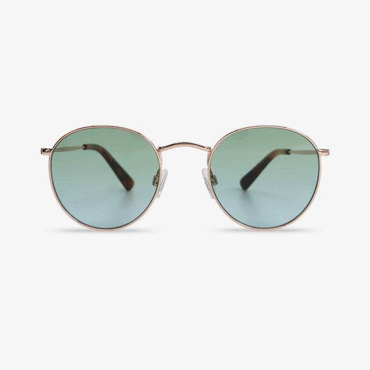 Round metal sunglasses with green lens | MessyWeekend