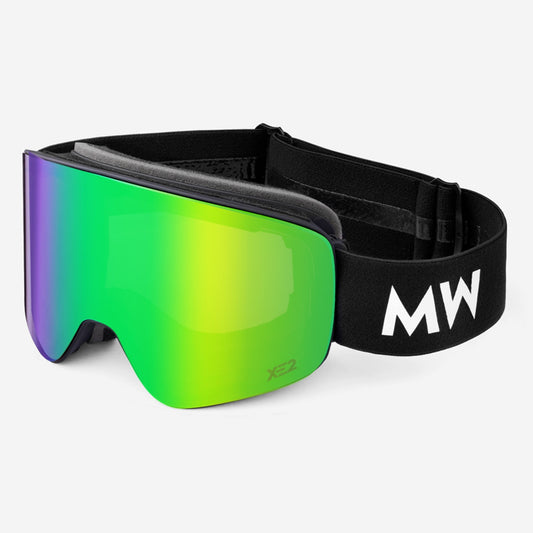 Snow and Ski Goggles mirrored green lens | MessyWeekend